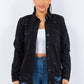 American Bazi Distressed Button Up Long Sleeve Denim Jacket Black