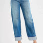 RISEN Slouchy Crop Barrel Cuffed Jeans - DAVERRI FASHIONS