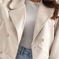 Daverri double-breasted lapel collar jacket in cream with gold buttons