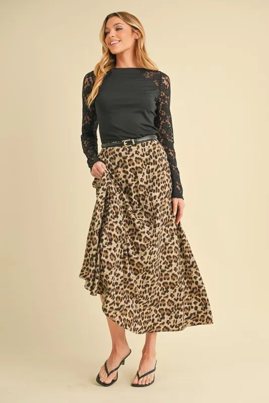 Aemi+Co Leopard Midi Skirt