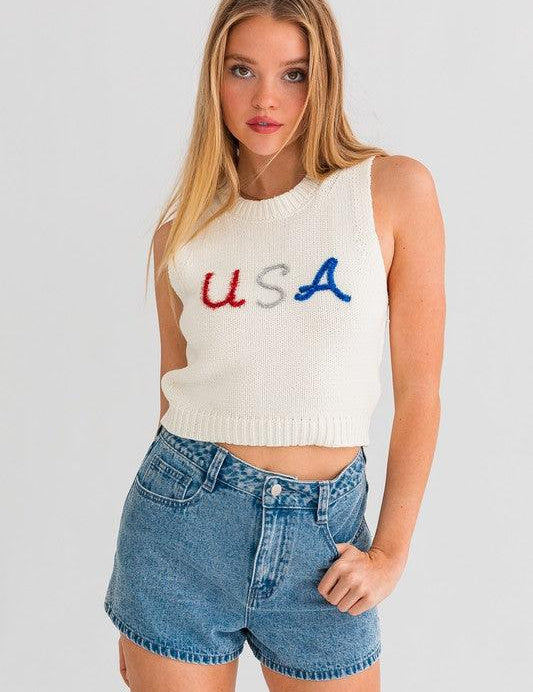 USA Knit Tank Top WHITE XS Tank Tops