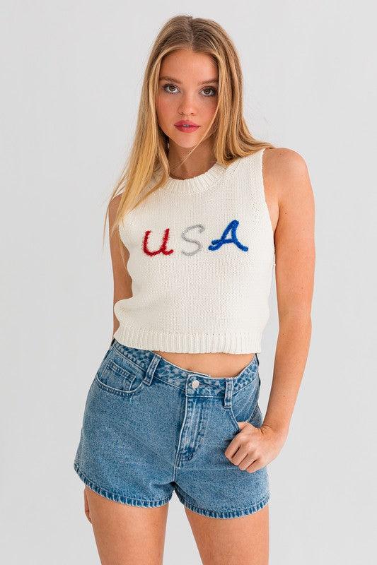 USA Knit Tank Top WHITE XS Tank Tops