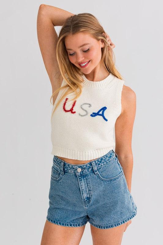 USA Knit Tank Top Tank Tops