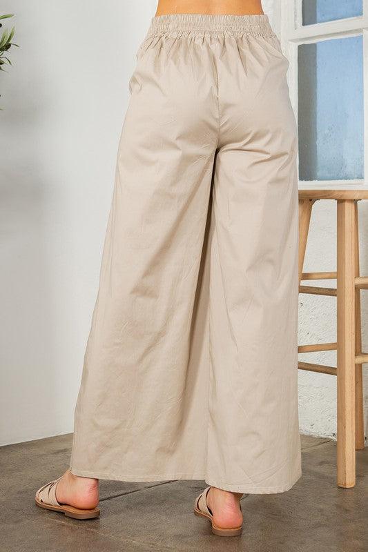 Cotton Wide Leg Pants with Side Pockets Pants