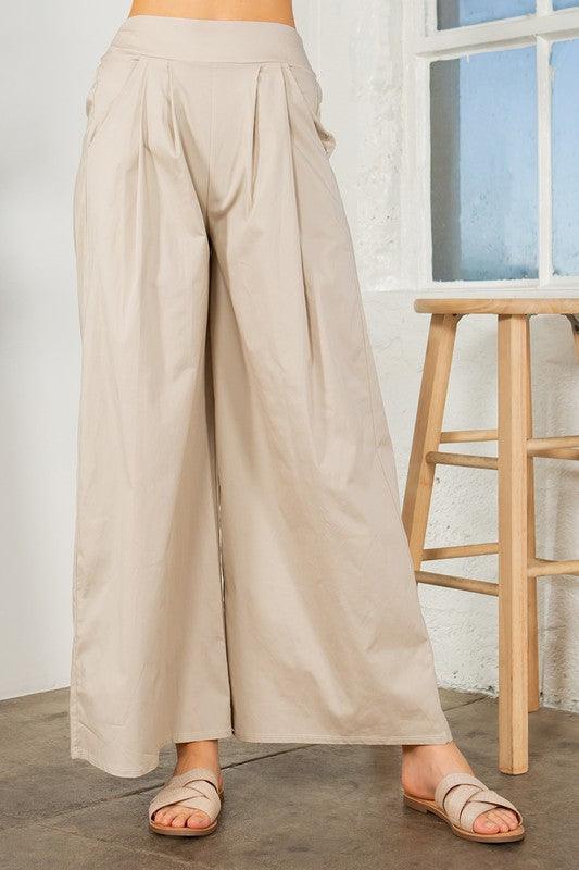 Cotton Wide Leg Pants with Side Pockets Pants