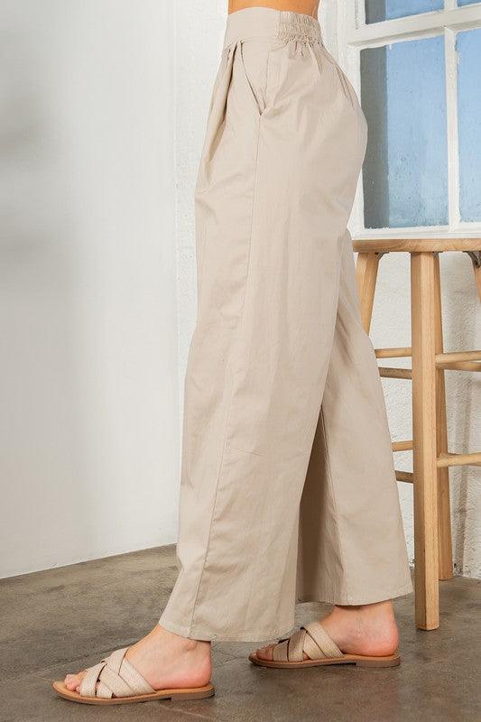 Cotton Wide Leg Pants with Side Pockets Pants