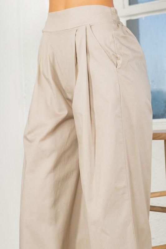 Cotton Wide Leg Pants with Side Pockets Pants