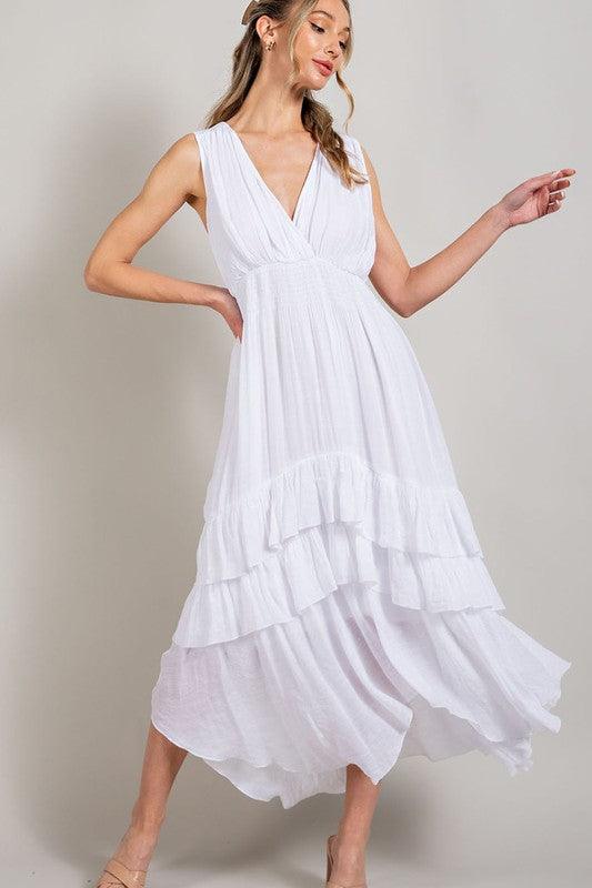 V-Neck Ruffle Maxi Dress Maxi Dresses