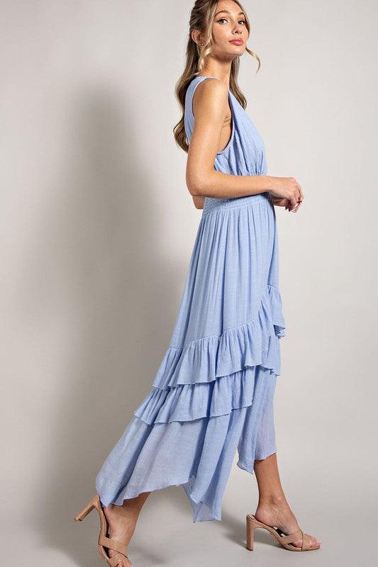 V-Neck Ruffle Maxi Dress Maxi Dresses