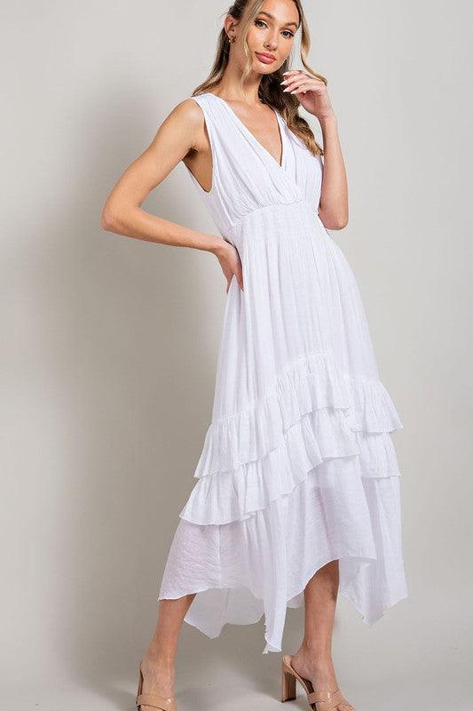 V-Neck Ruffle Maxi Dress Maxi Dresses