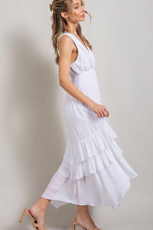 V-Neck Ruffle Maxi Dress Maxi Dresses