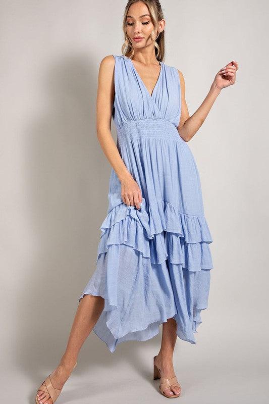 V-Neck Ruffle Maxi Dress Maxi Dresses