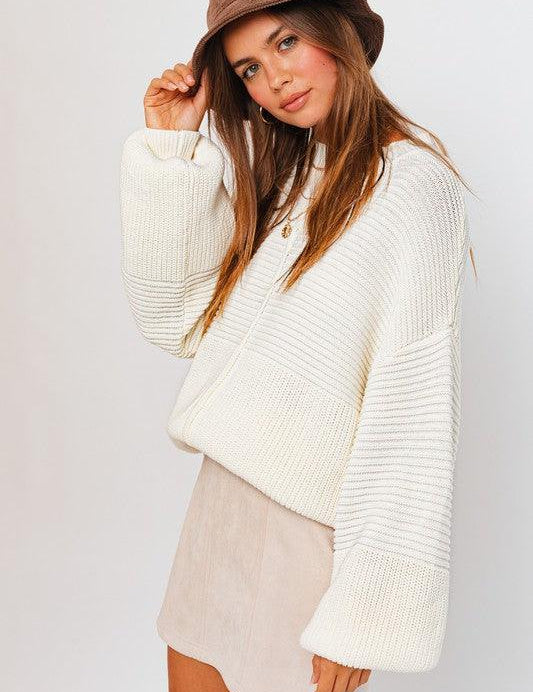 Ribbed Knitted Sweater Tops