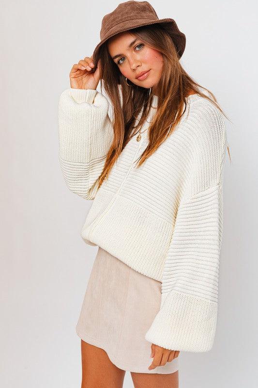 Ribbed Knitted Sweater Tops