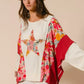 BiBi Floral Print Mixed Star Patch Round Neck Sweatshirt - DAVERRI FASHIONS