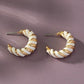 Leather cord wrapped texture hoop earrings White one size Earrings