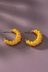 Leather cord wrapped texture hoop earrings - DAVERRI FASHIONS