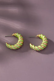 Leather cord wrapped texture hoop earrings sage one size Earrings