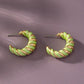 Leather cord wrapped texture hoop earrings sage one size Earrings