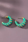 Leather cord wrapped texture hoop earrings - DAVERRI FASHIONS