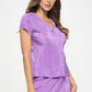 Made in USA Vibrant Plisse V neck Flowy Top Tops