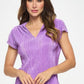 Made in USA Vibrant Plisse V neck Flowy Top Purple Tops