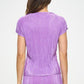 Made in USA Vibrant Plisse V neck Flowy Top Tops