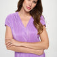 Made in USA Vibrant Plisse V neck Flowy Top Tops