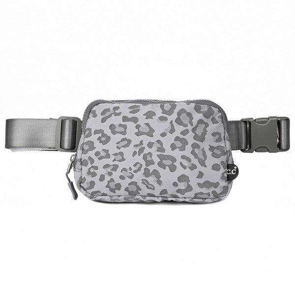 CC Leopard Pattern Belt Bag Fanny Pack Grey OS