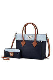 Brynlee Color-Block Tote Bag Navy One Size Handbags