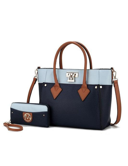 Brynlee Color-Block Tote Bag Navy One Size Handbags