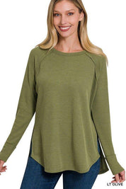 Zenana Waffle Knit Long Sleeve Top Shirts & Tops