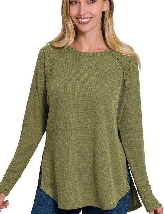 Zenana Waffle Knit Long Sleeve Top Shirts & Tops