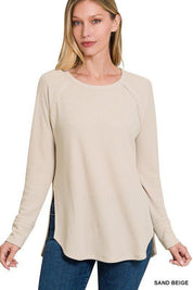 Zenana Waffle Knit Long Sleeve Top Shirts & Tops