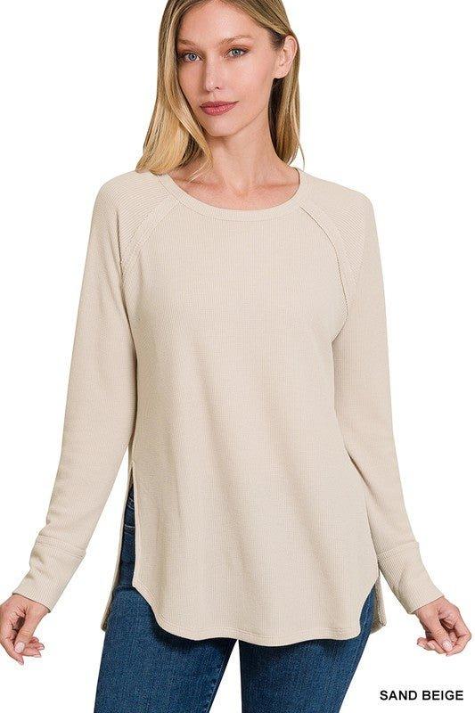 Zenana Waffle Knit Long Sleeve Top Shirts & Tops