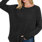 Zenana Waffle Knit Long Sleeve Top BLACK S Tops