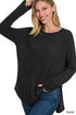Zenana Waffle Knit Long Sleeve Top BLACK S Tops