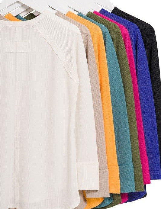 Zenana Waffle Knit Long Sleeve Top Shirts & Tops