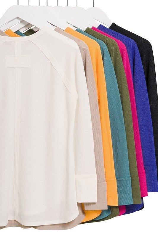 Zenana Waffle Knit Long Sleeve Top Shirts & Tops