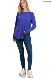 Zenana Waffle Knit Long Sleeve Top Shirts & Tops