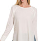 Zenana Waffle Knit Long Sleeve Top IVORY S Tops