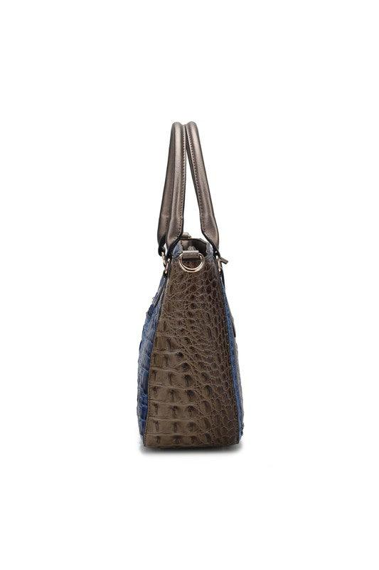 Vegan Leather Crocodile Embossed Satchel Bag Handbags