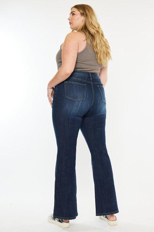 Plus Petite Dark Wash Mid Rise Flare Jeans Jeans