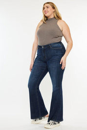 Plus Petite Dark Wash Mid Rise Flare Jeans Jeans