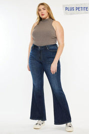 Plus Petite Dark Wash Mid Rise Flare Jeans Jeans