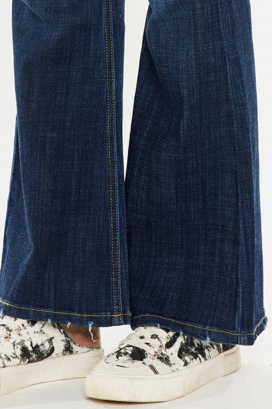 Plus Petite Dark Wash Mid Rise Flare Jeans Jeans