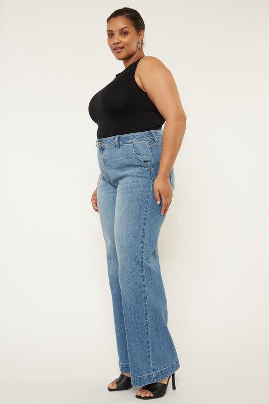 Plus High Rise Trouser Wide Leg Jeans Jeans