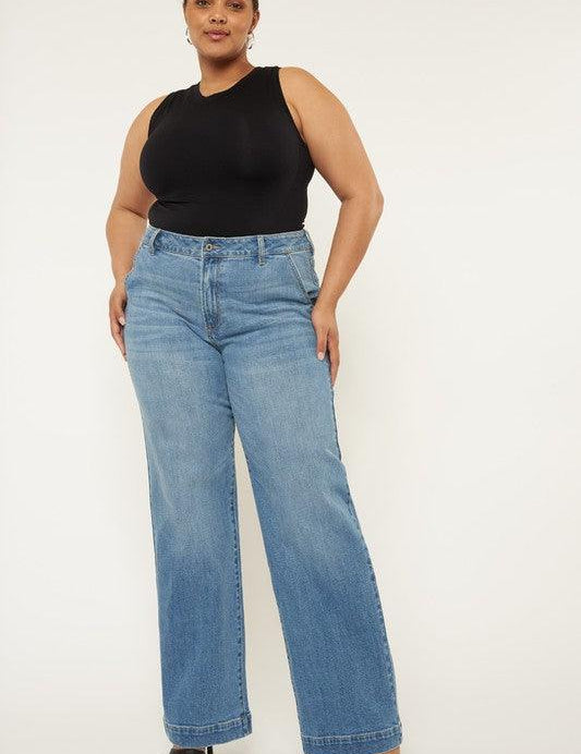 Plus High Rise Trouser Wide Leg Jeans MEDIUM Jeans