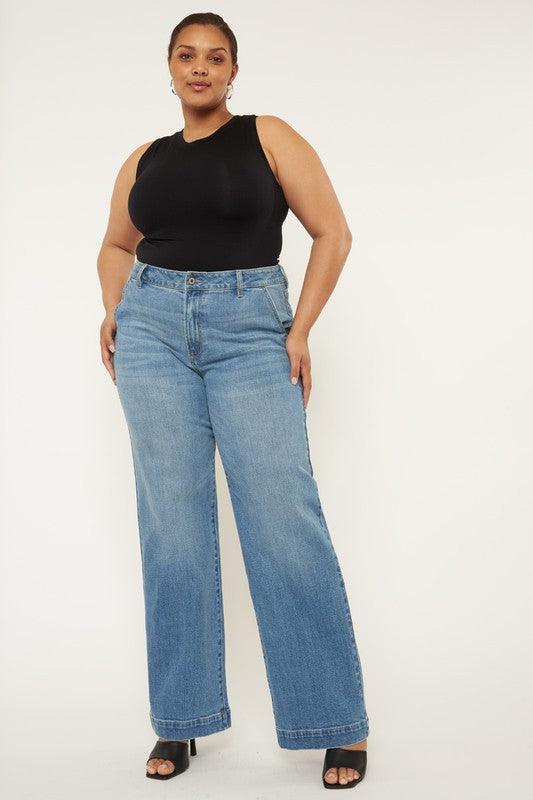 Plus High Rise Trouser Wide Leg Jeans MEDIUM Jeans