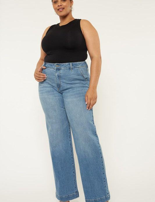 Plus High Rise Trouser Wide Leg Jeans Jeans